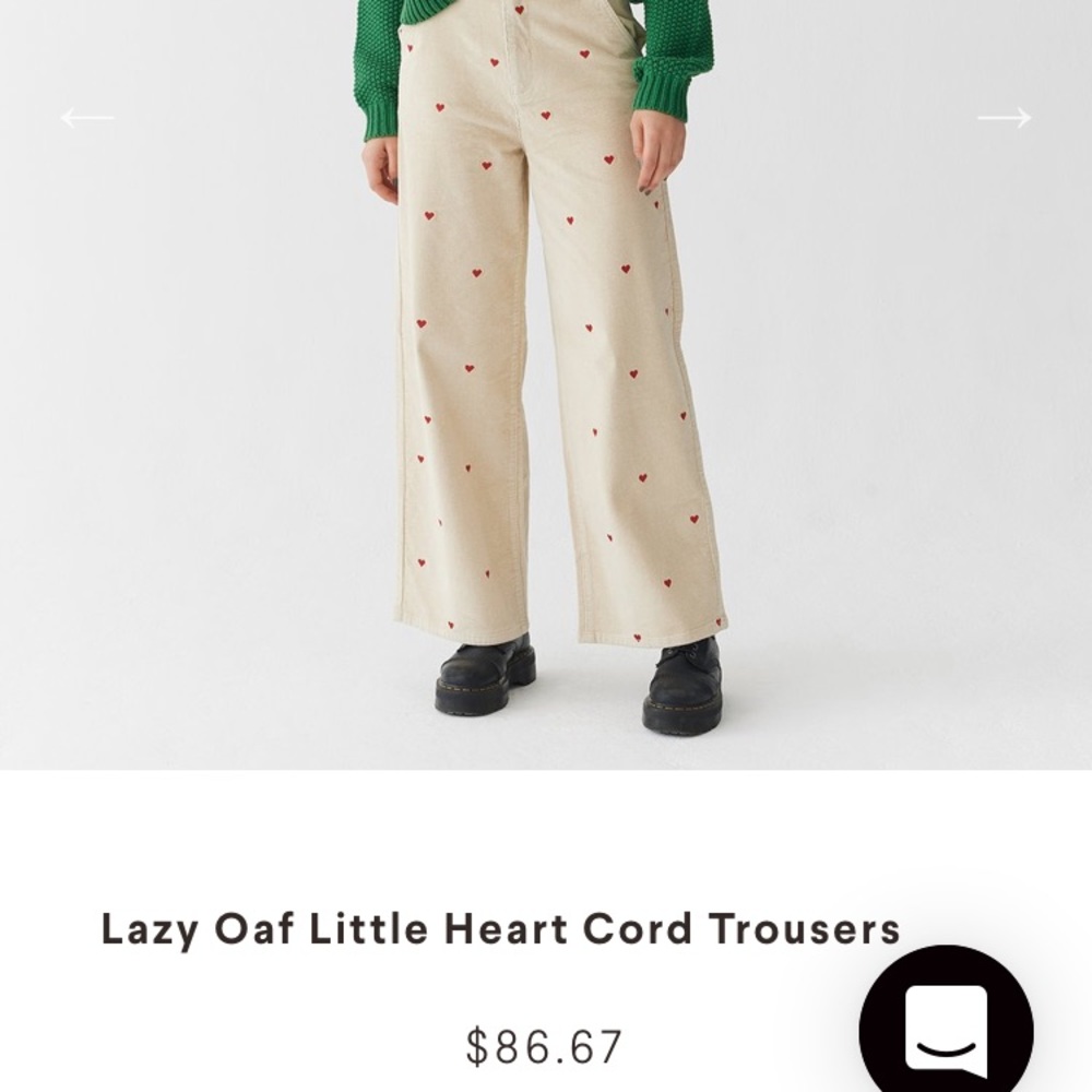 Lazy Oaf little heart cord trousers size 16UK NWT